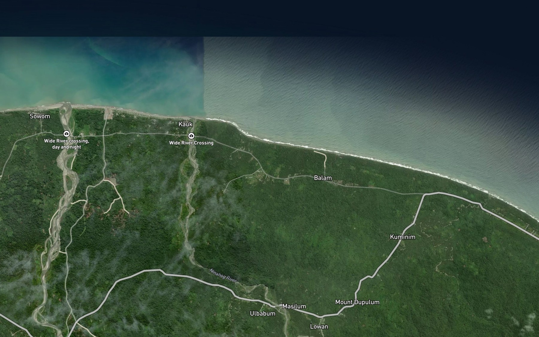 Satellite map of the Bai Creek