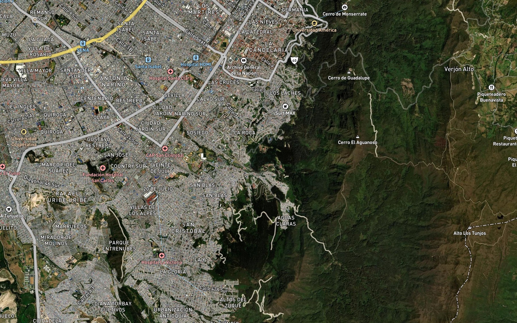 Satellite map of the Rio San Cristobal
