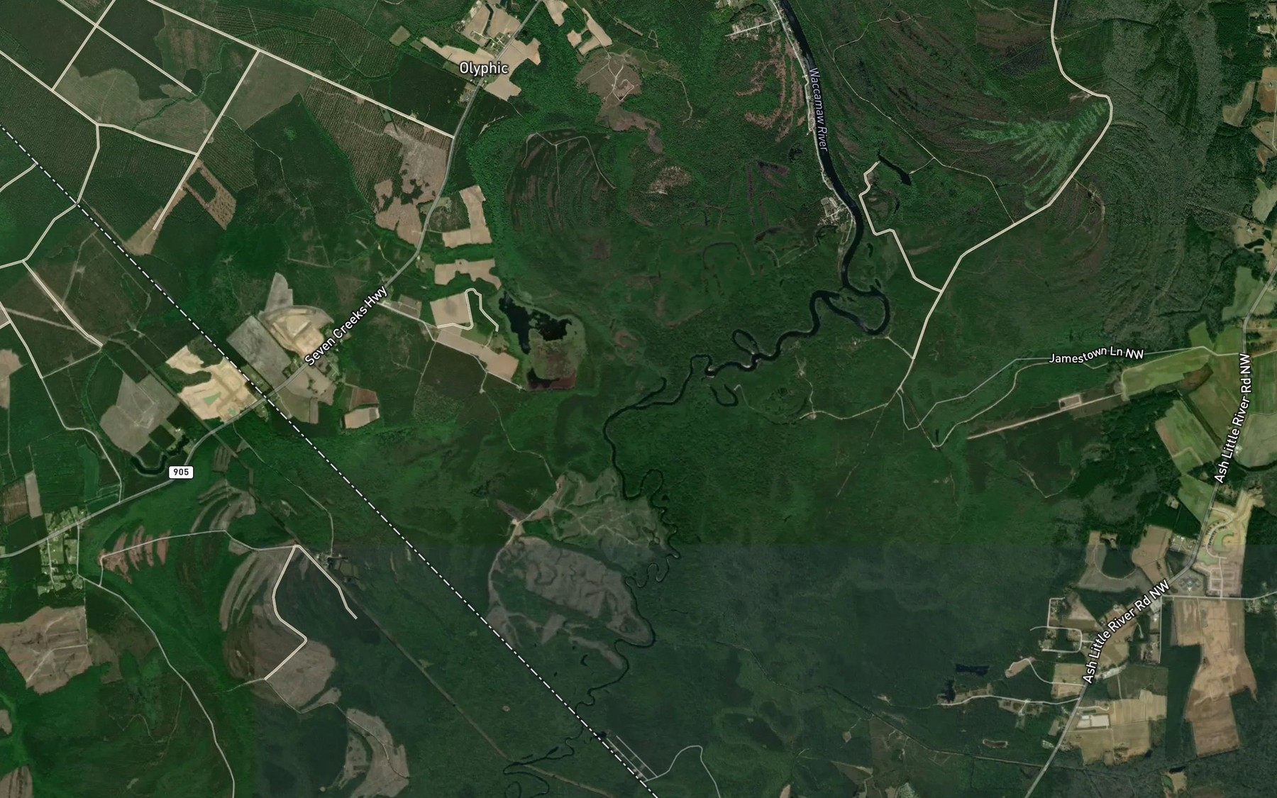 Satellite map of the Marlow Branch