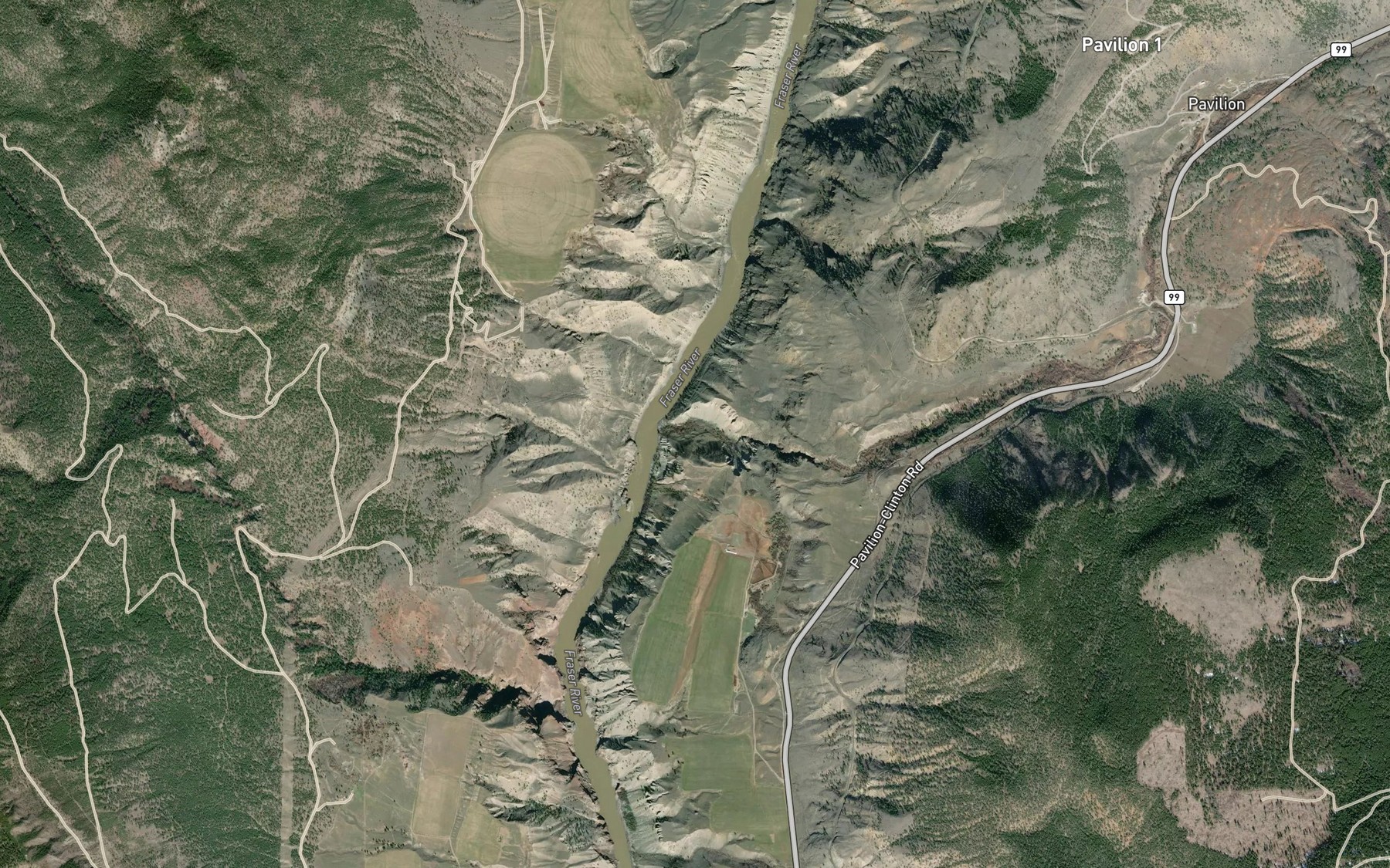 Satellite map of the Pavilion Creek