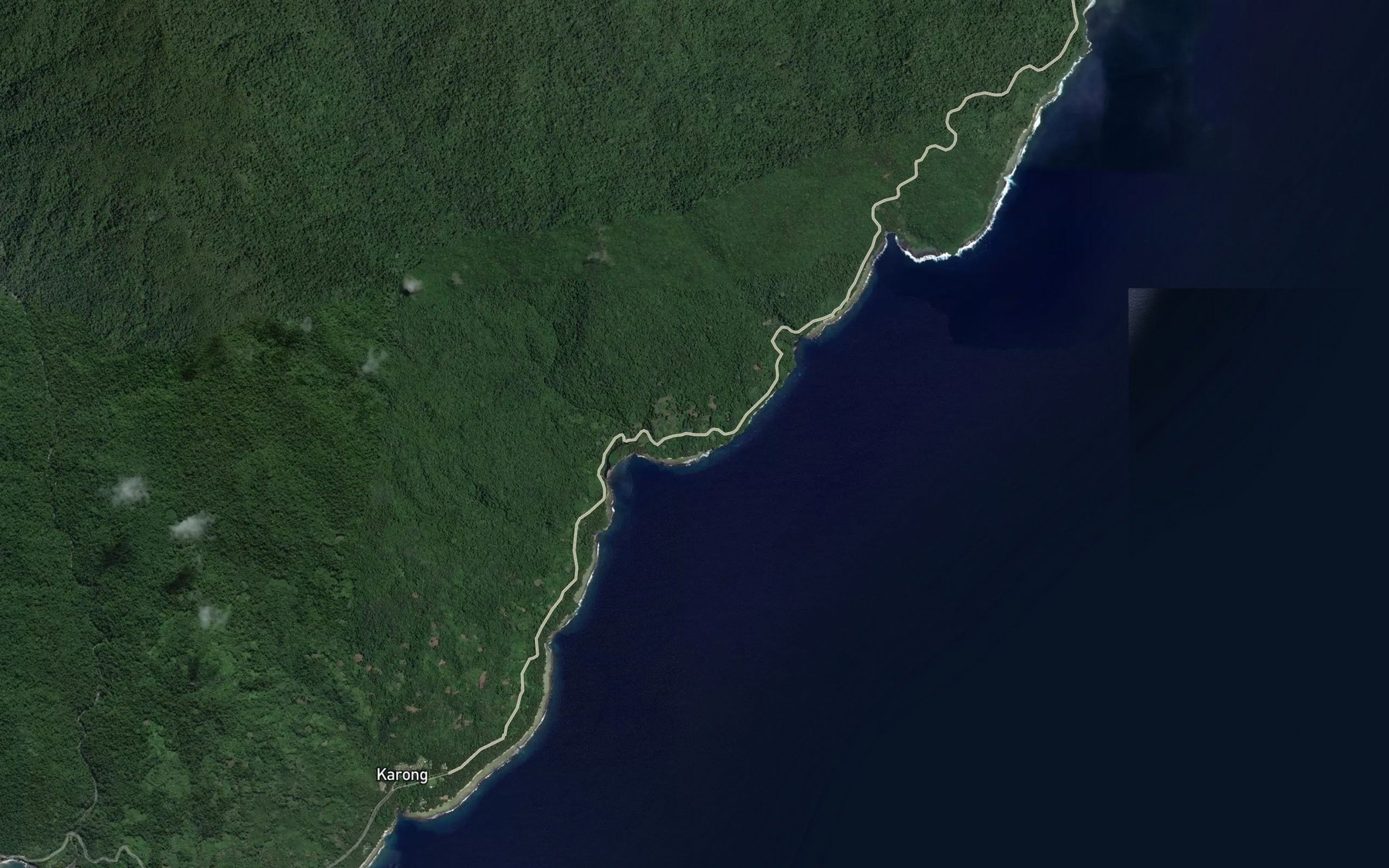 Satellite map of the Baining River