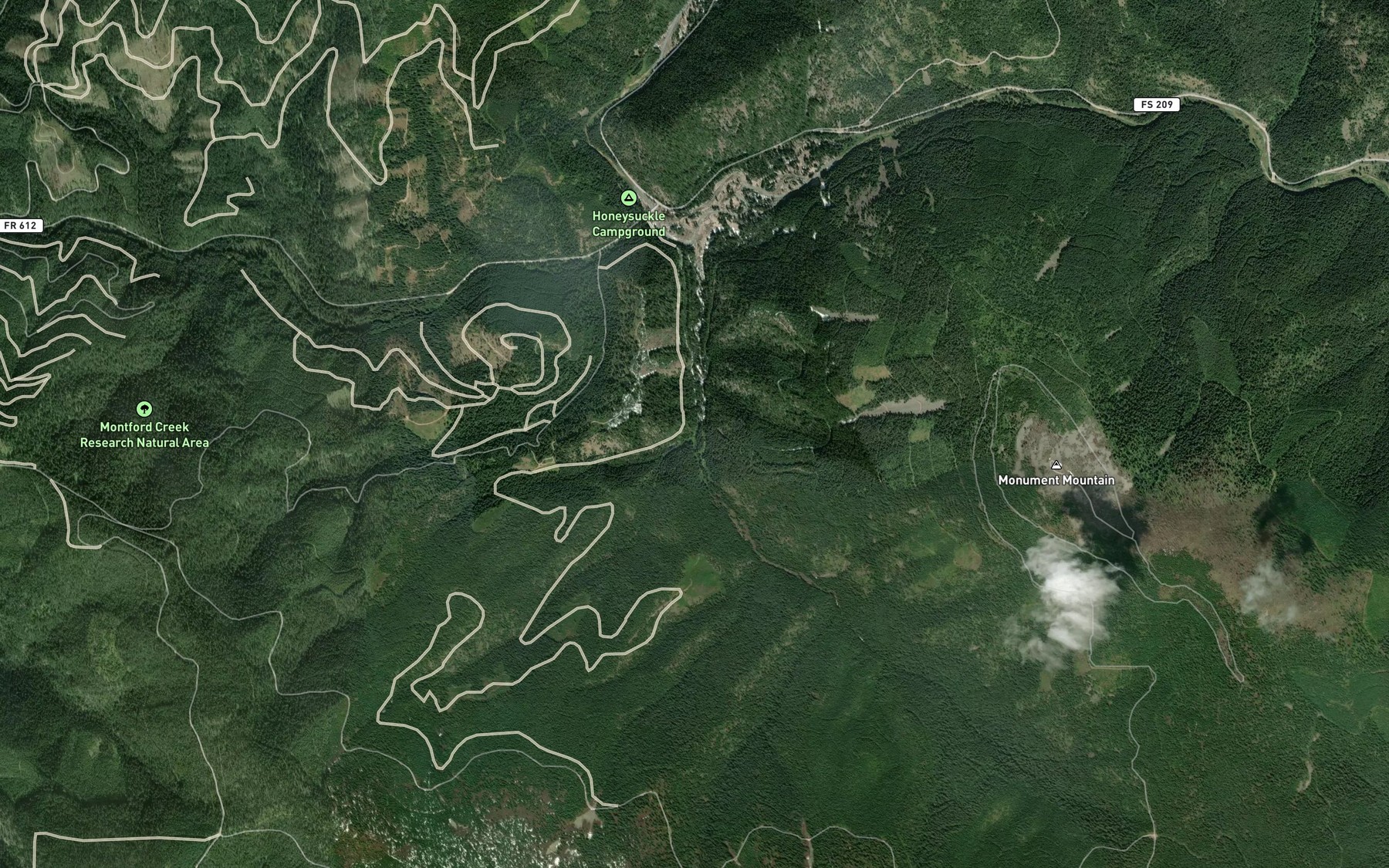 Satellite map of the Knight Creek