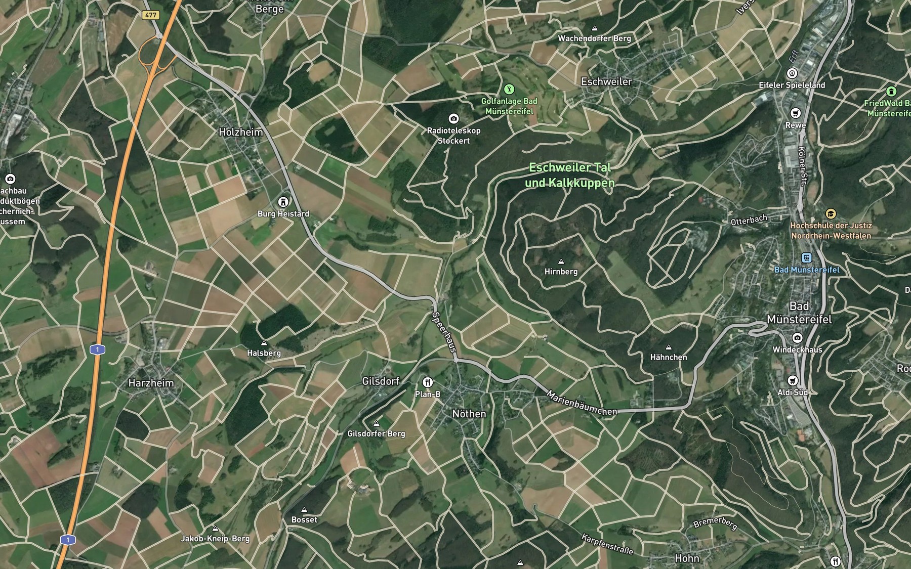 Satellite map of the Wespelbach