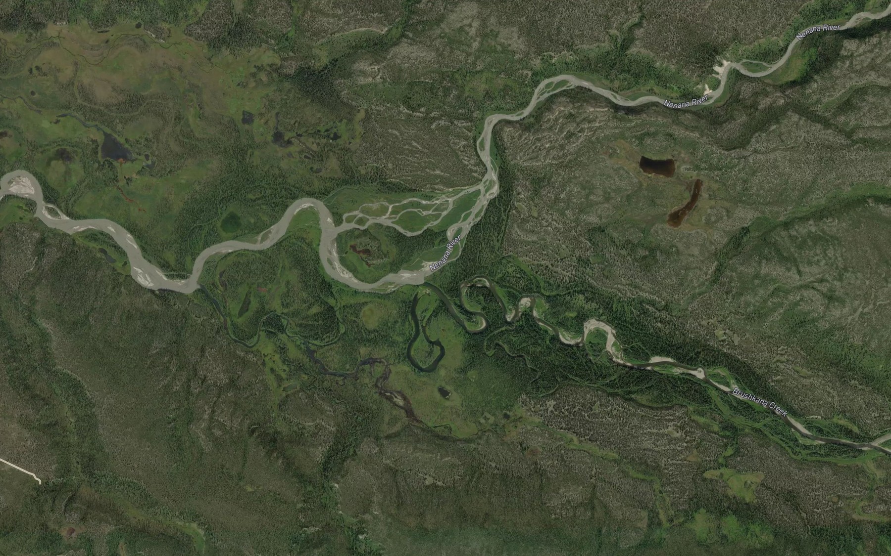 Satellite map of the Brushkana Creek
