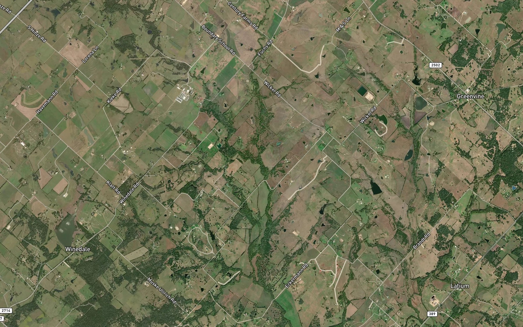 Satellite map of the Camp Creek