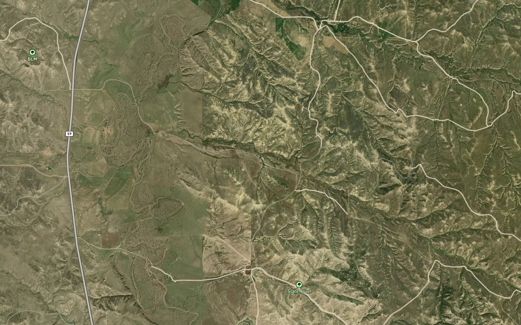Satellite map of the Skunk Creek
