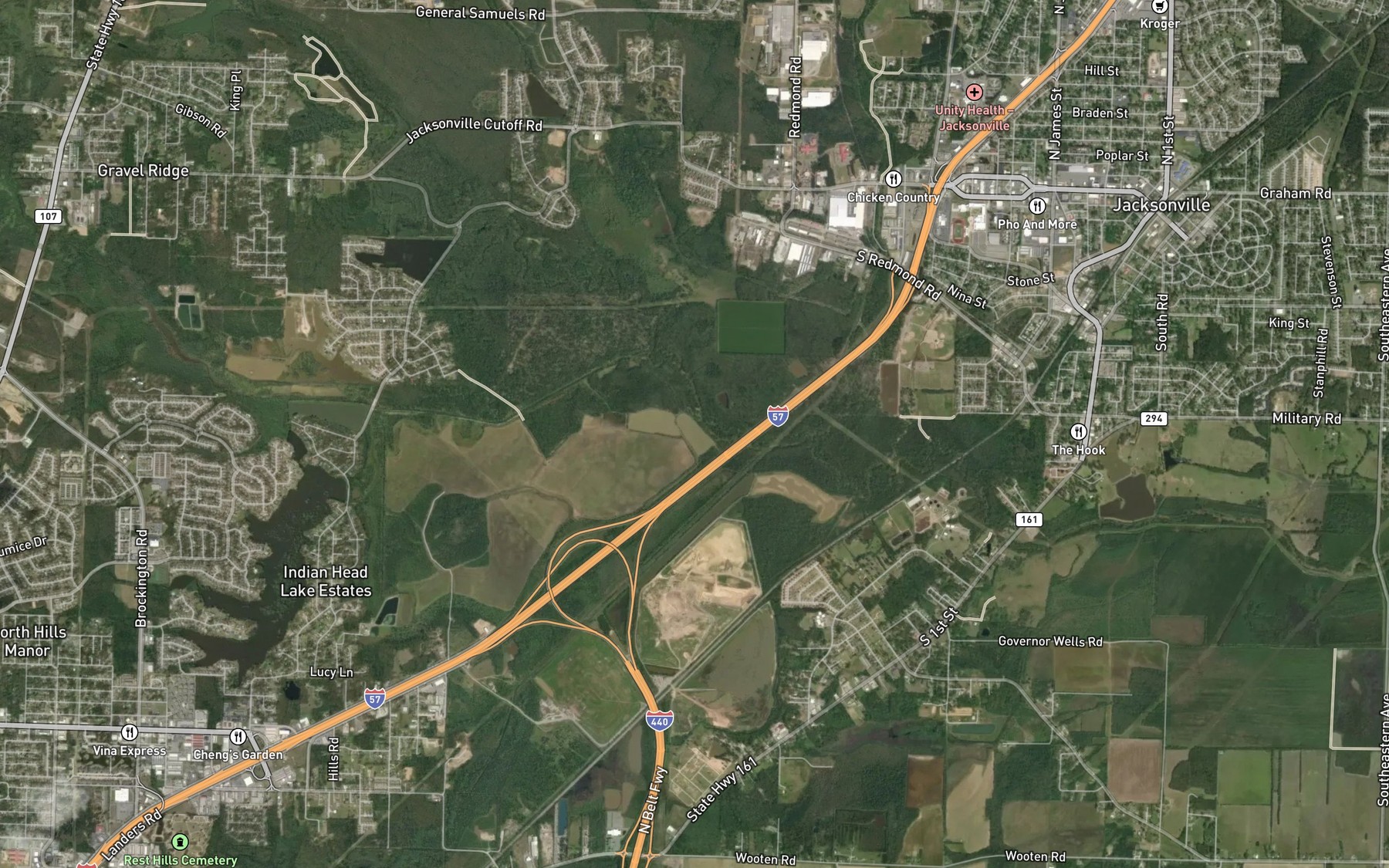 Satellite map of the Dupree Lake