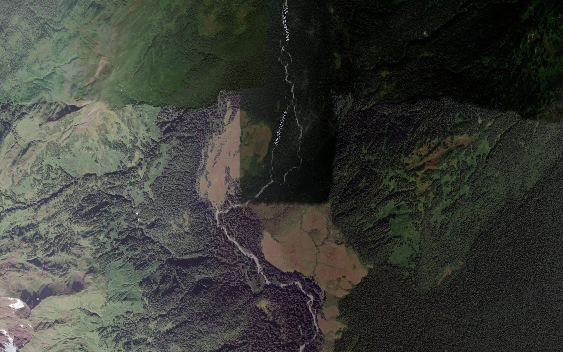 Satellite map of the Carbon Creek