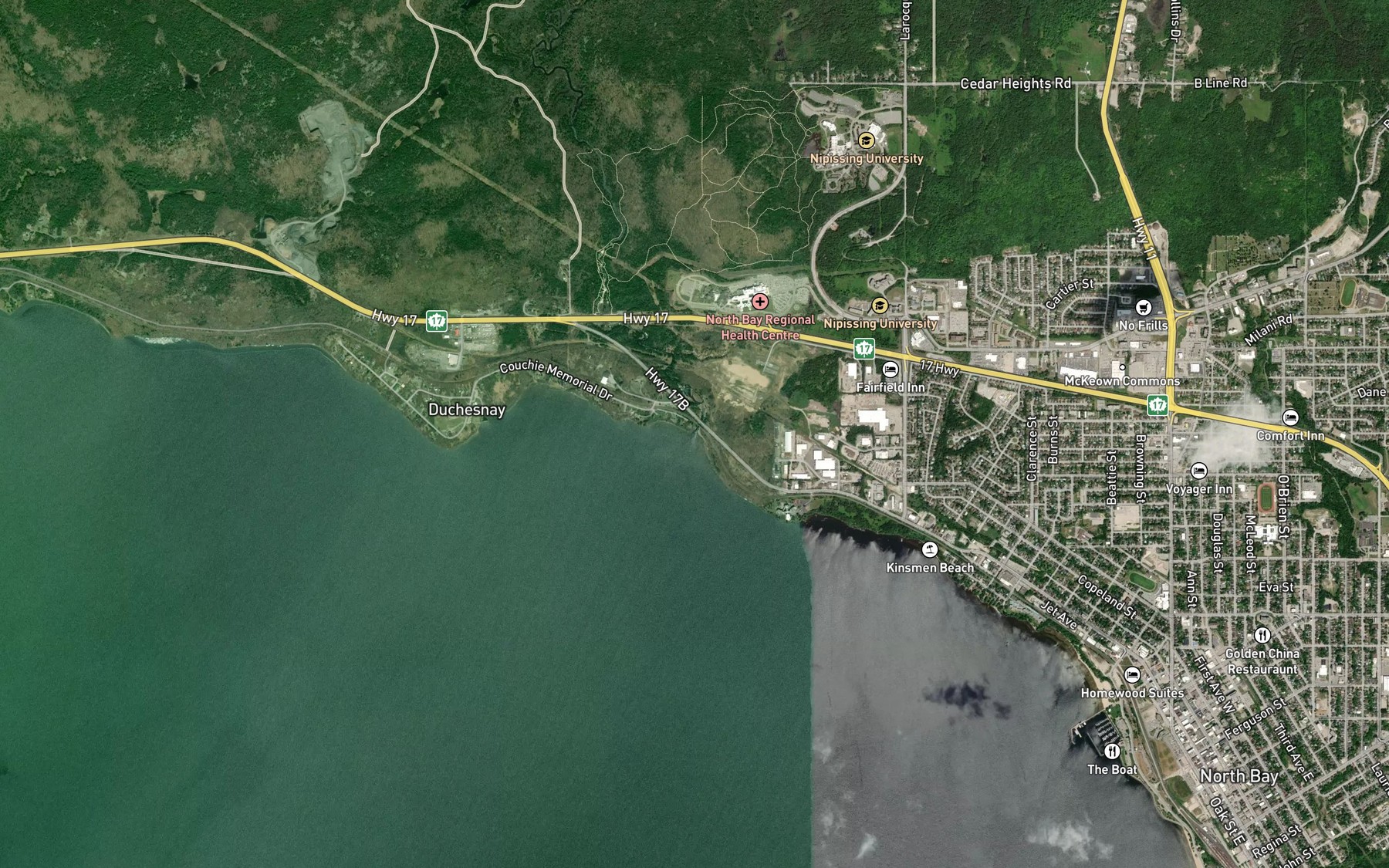 Satellite map of the Duchesnay Creek