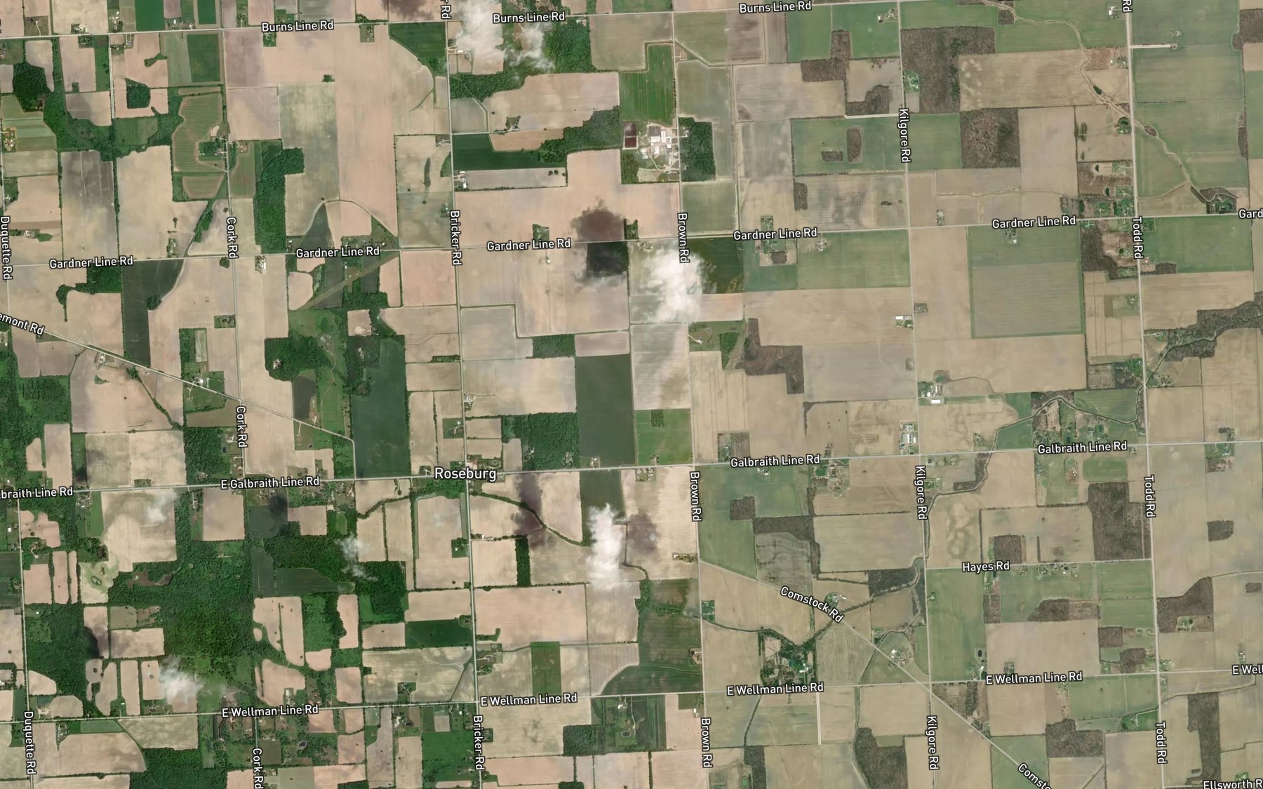 Satellite map of the McIntyre and Willing Drain