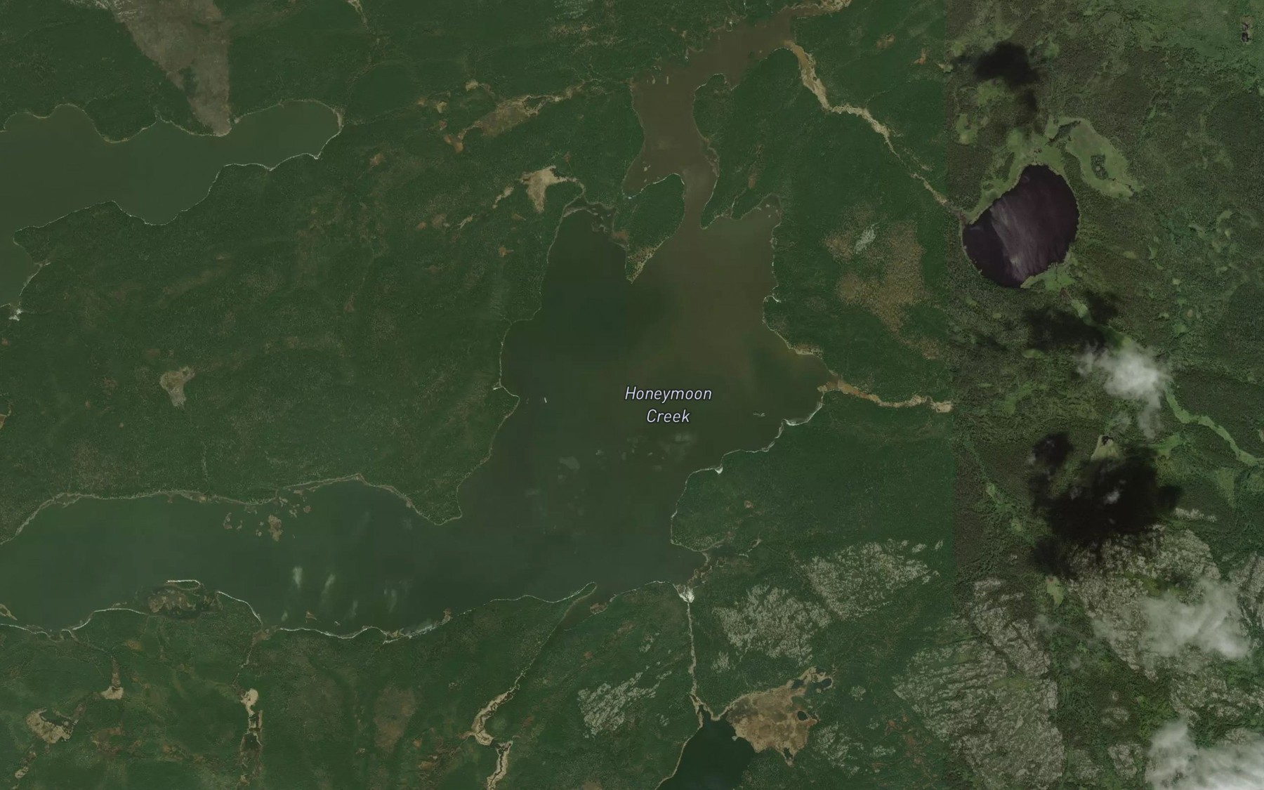Satellite map of the Honeymoon Lake