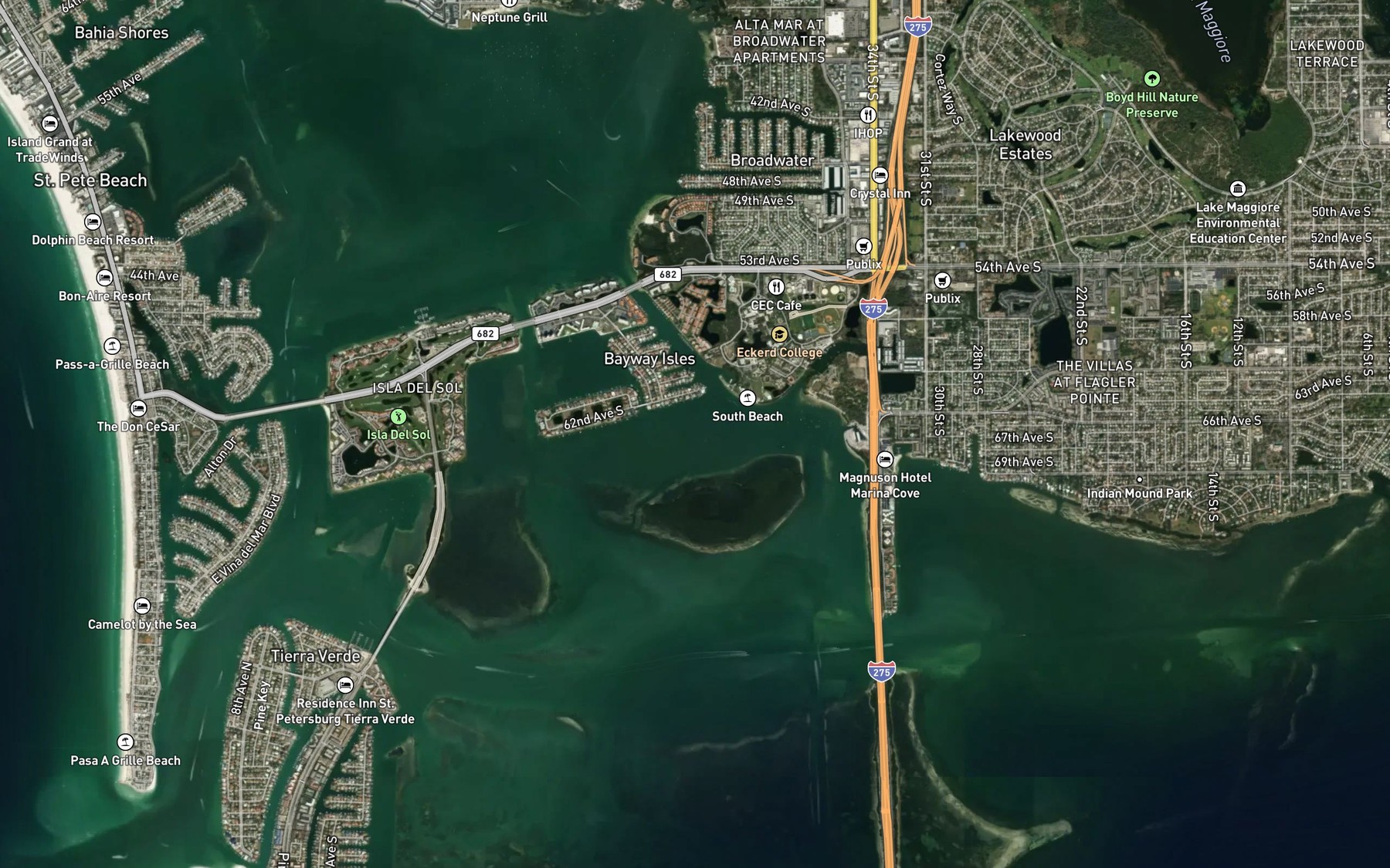 Satellite map of the Maximo Channel
