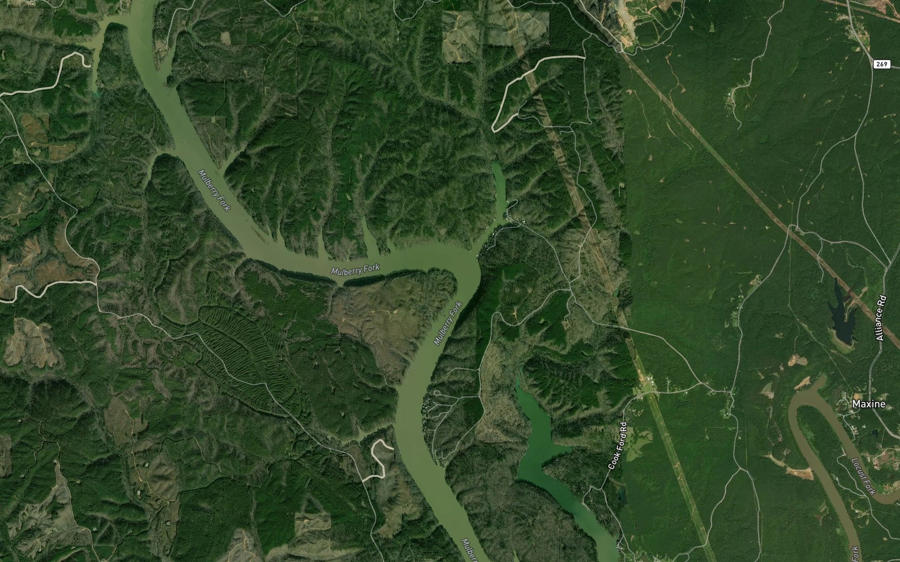 Satellite map of the Thompson Bend