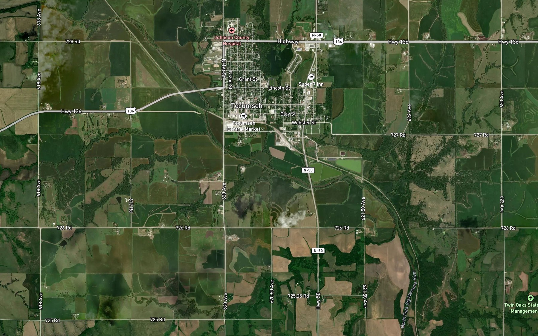 Satellite map of the Town Branch