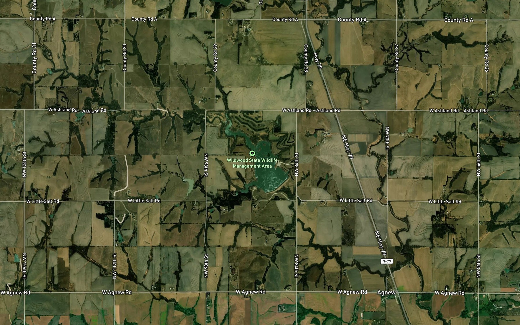 Satellite map of the North Oak Creek Reservoir 1-A