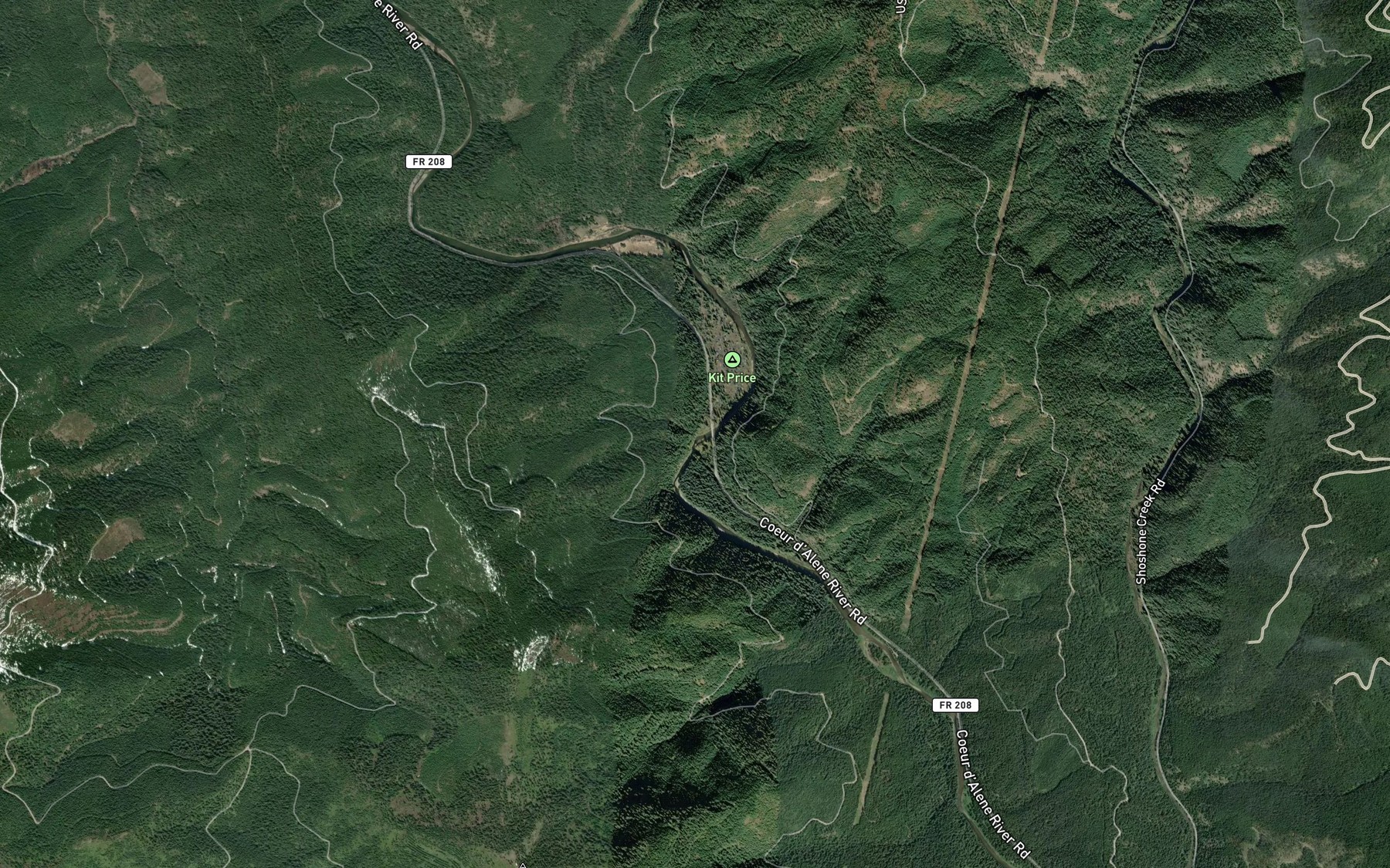 Satellite map of the Harvey Creek
