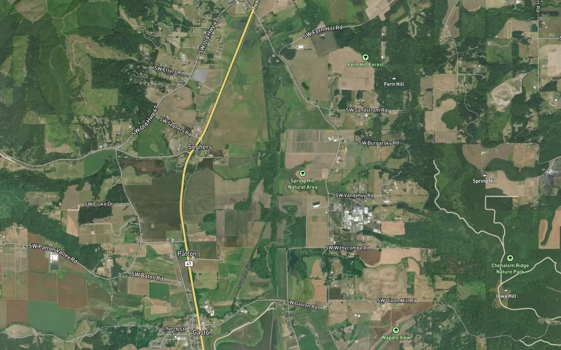 Satellite map of the Harris Creek