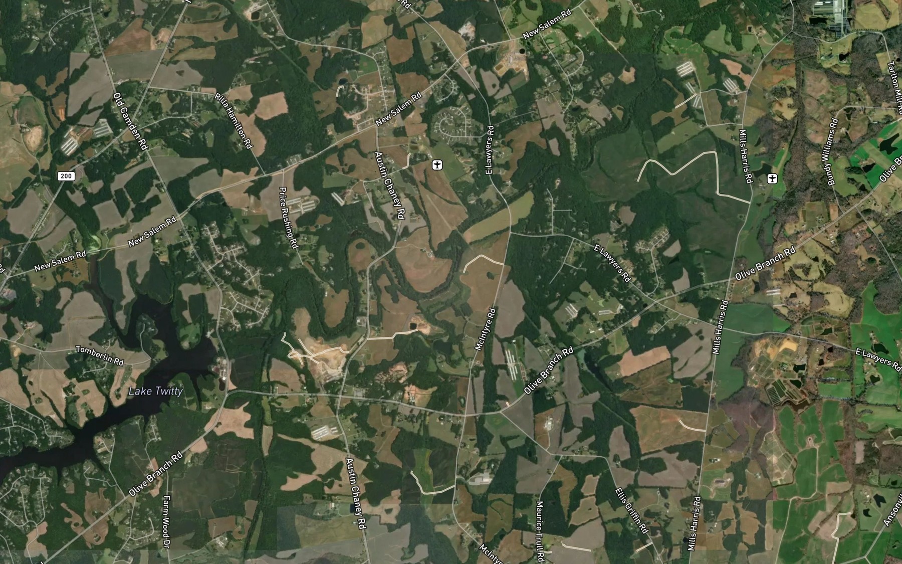 Satellite map of the Meadow Branch