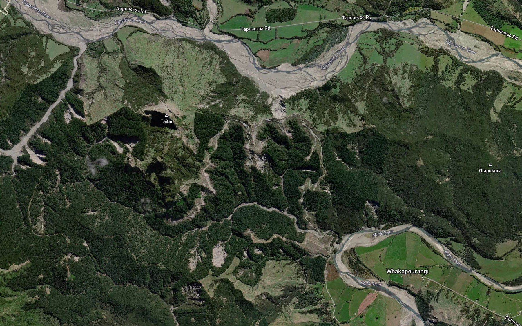 Satellite map of the Wairakai Stream