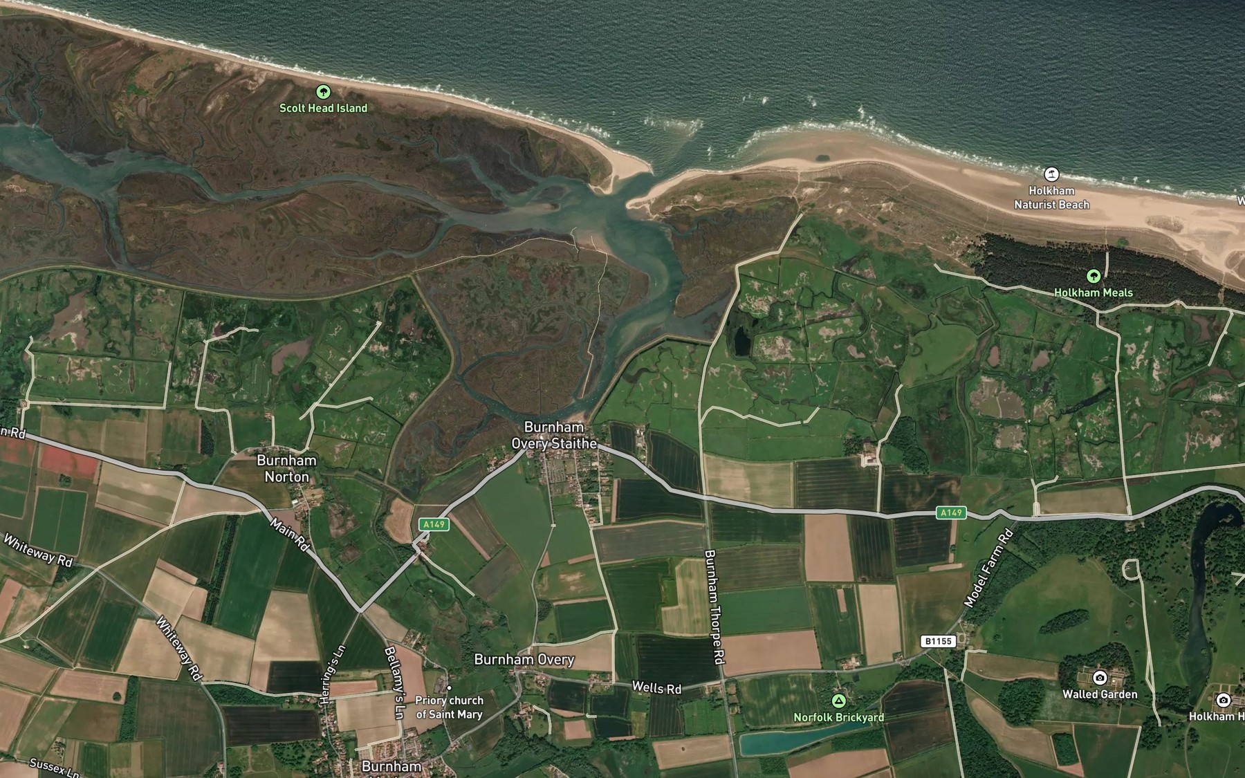 Satellite map of the Holkham Bay