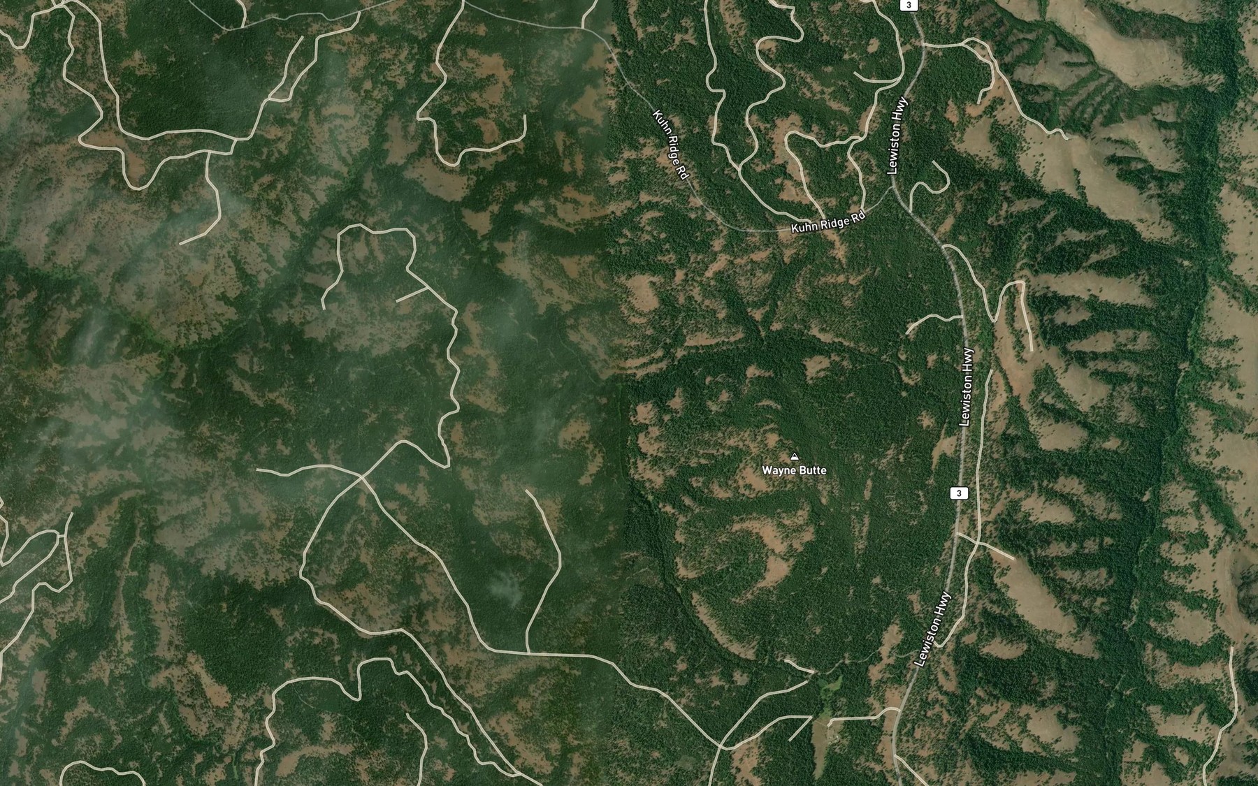 Satellite map of the Evans Creek