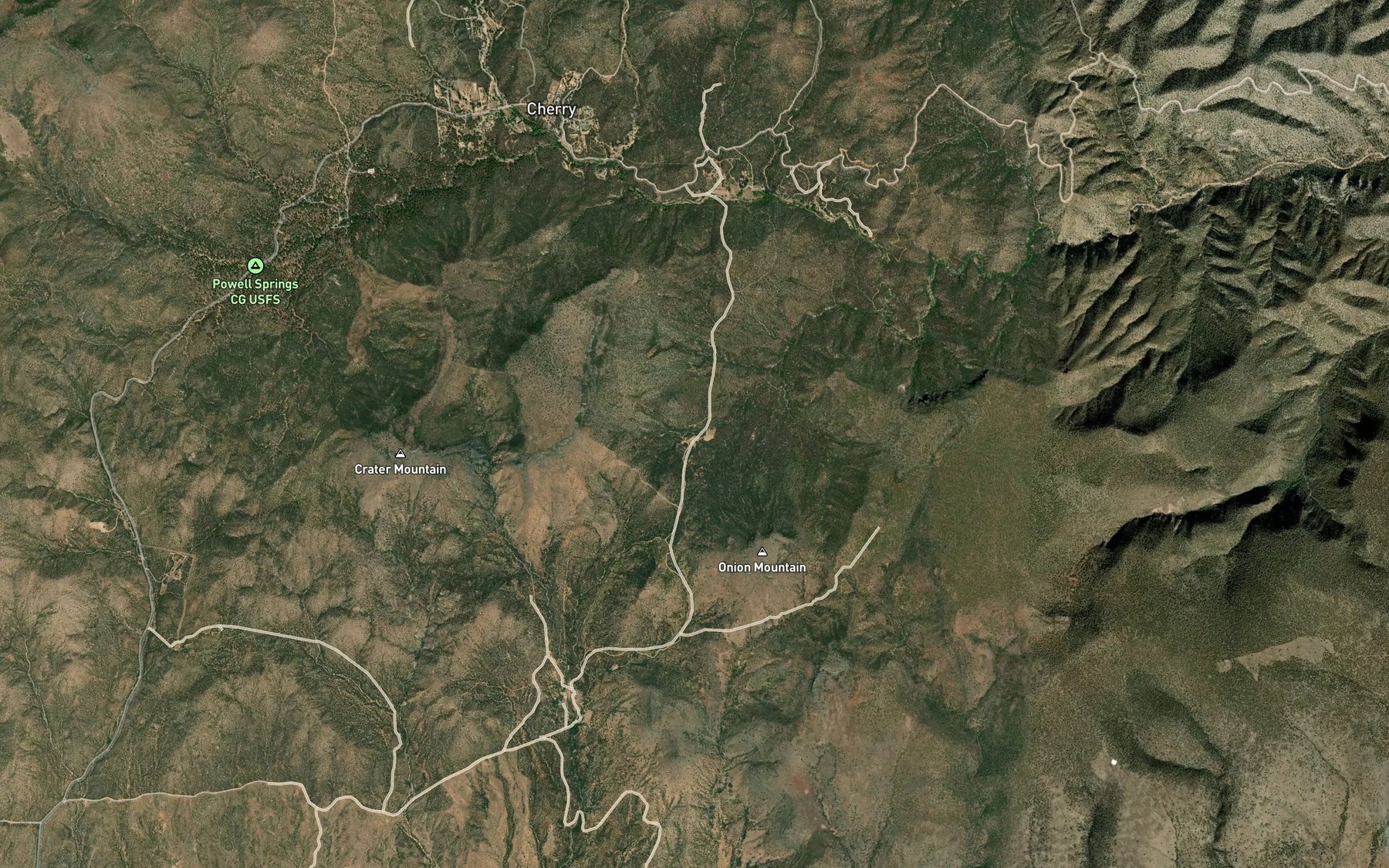 Satellite map of the Logan Mine Spring