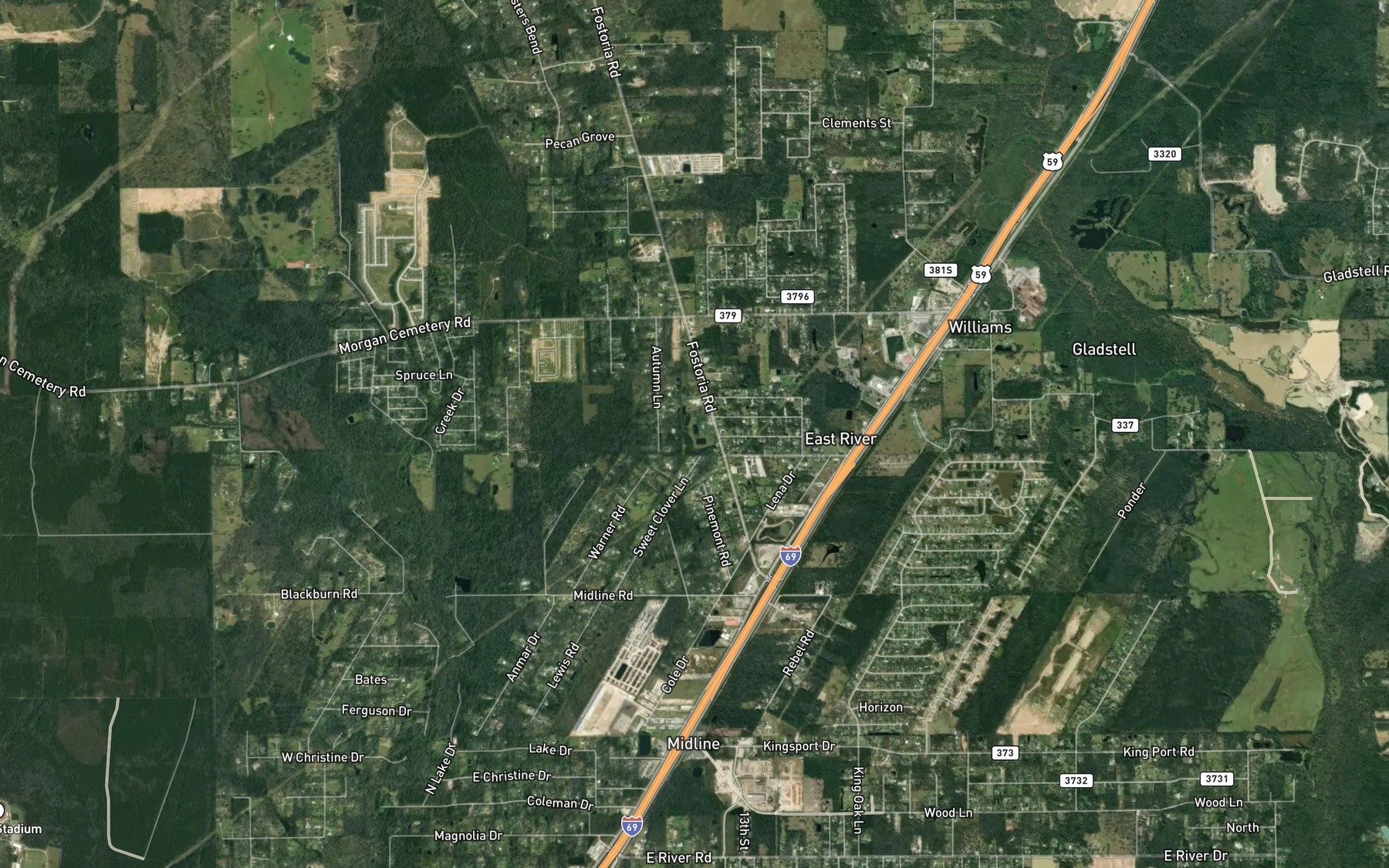 Satellite map of the Bailey Pond