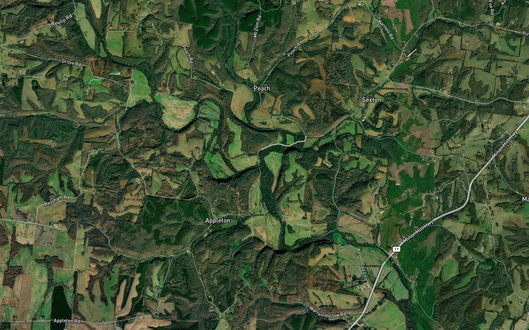 Satellite map of the West Fork Sugar Creek
