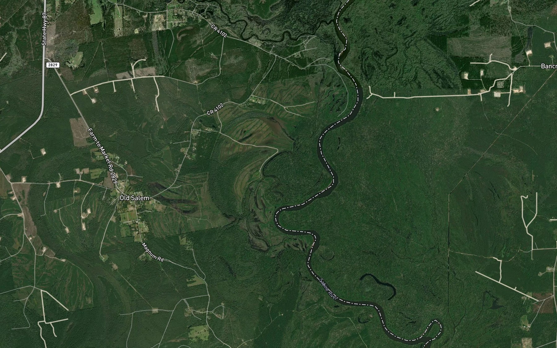 Satellite map of the Pecan Lake