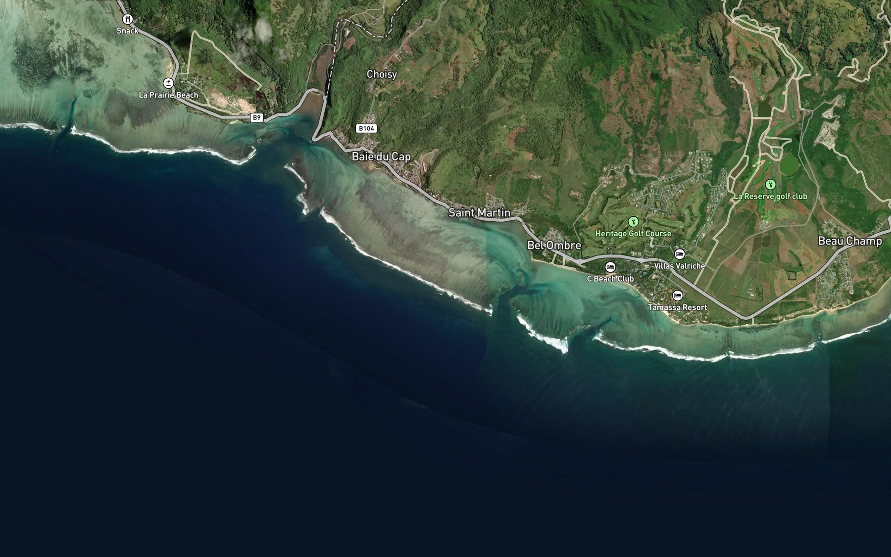 Satellite map of the Bel Ombre