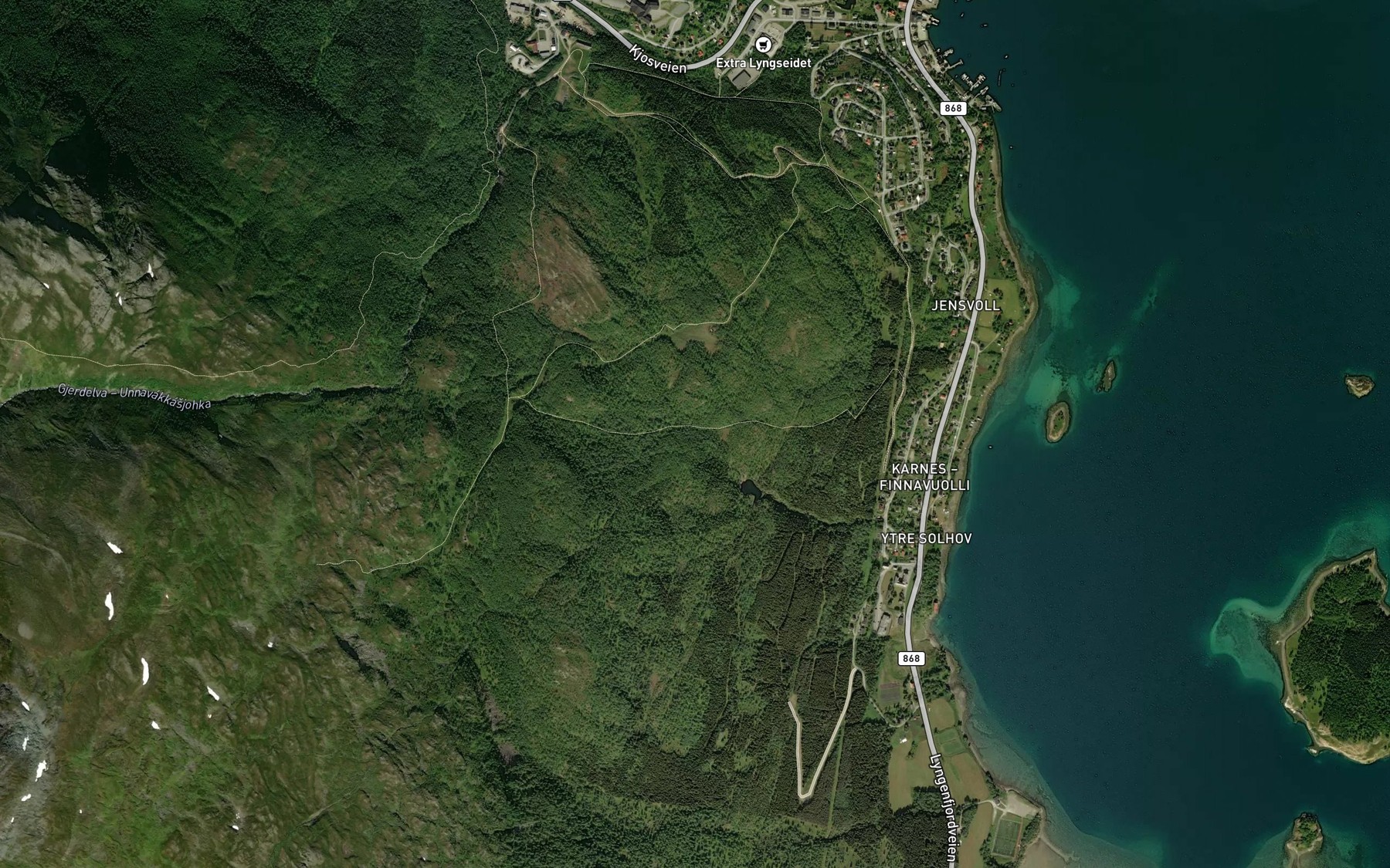 Satellite map of the Finnelva