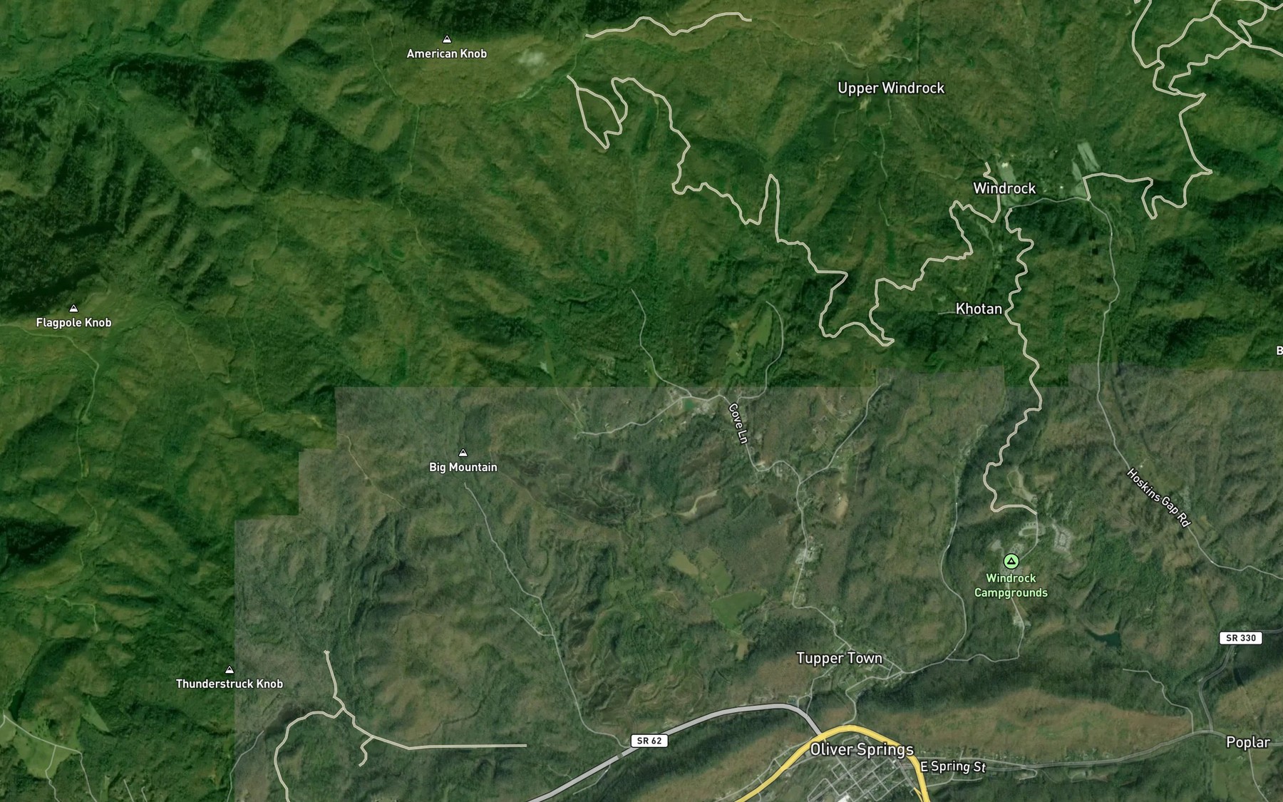 Satellite map of the Barkcamp Creek