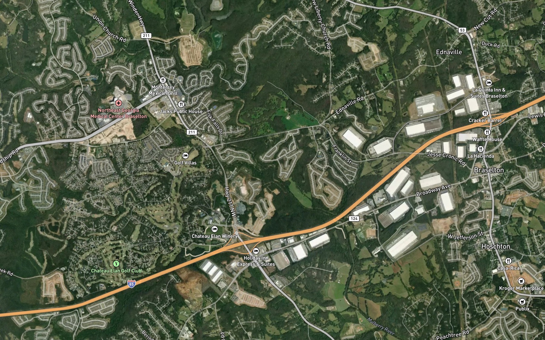 Satellite map of the Duncan Creek