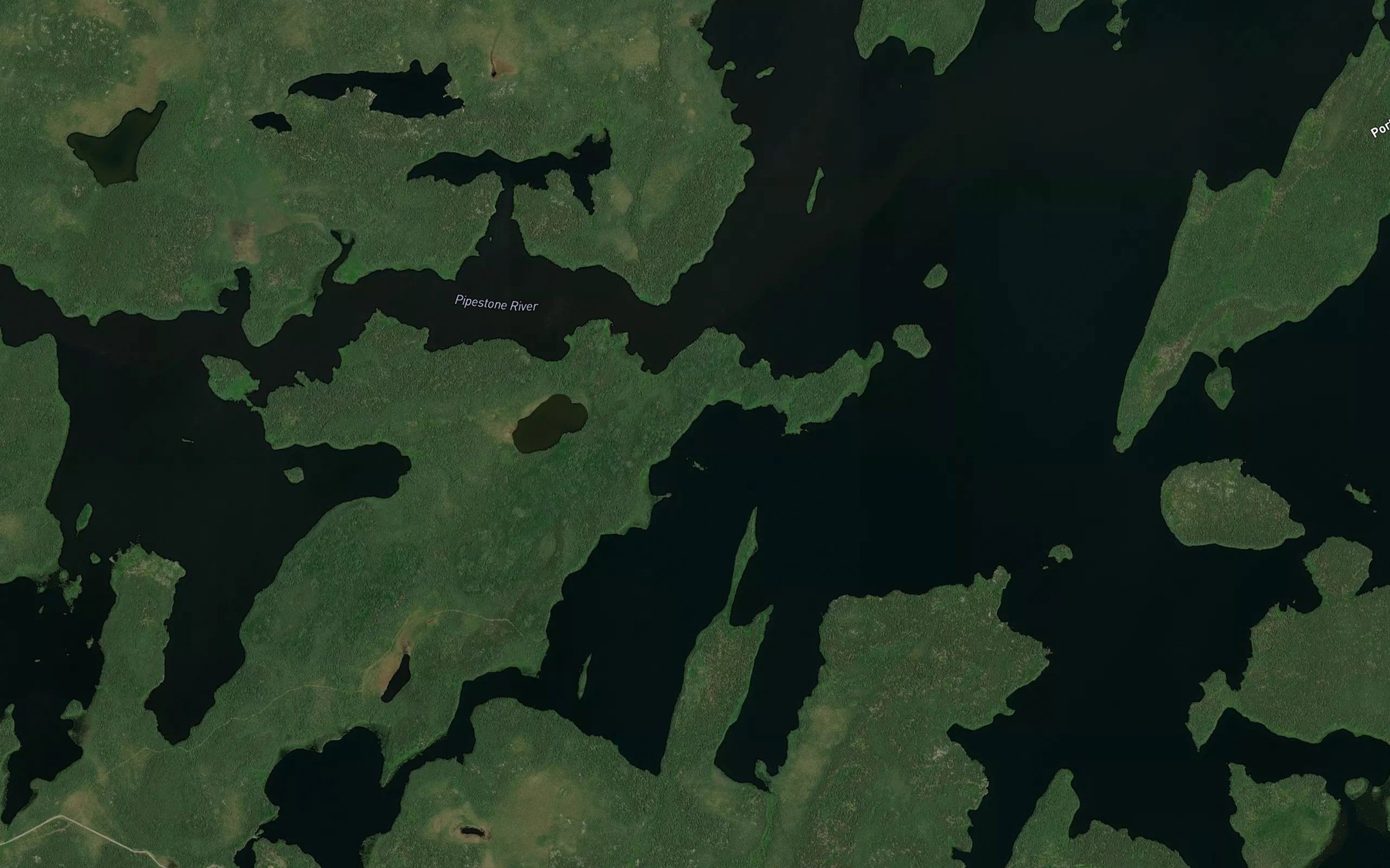Satellite map of the Pipestone River