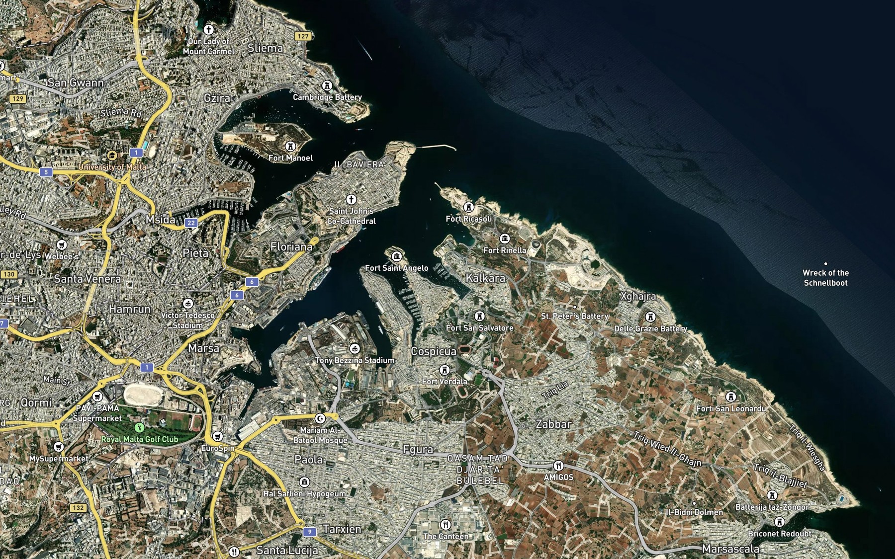 Satellite map of the Id-Dahla tal-Kalkara