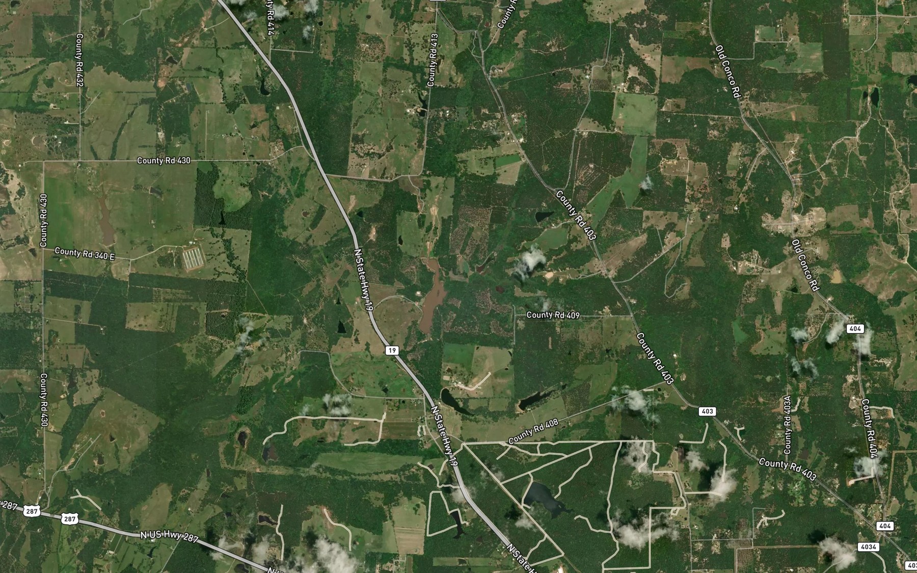 Satellite map of the Whiskey Branch