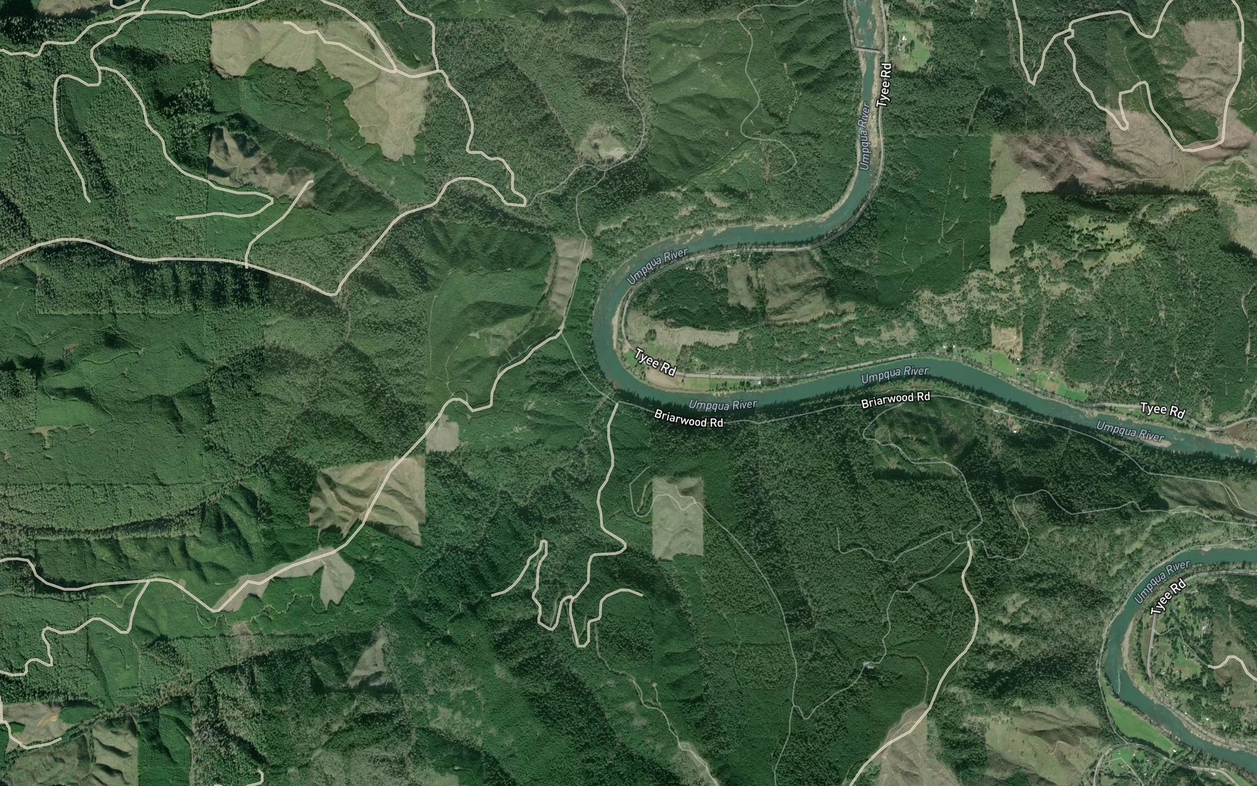Satellite map of the Cougar Creek