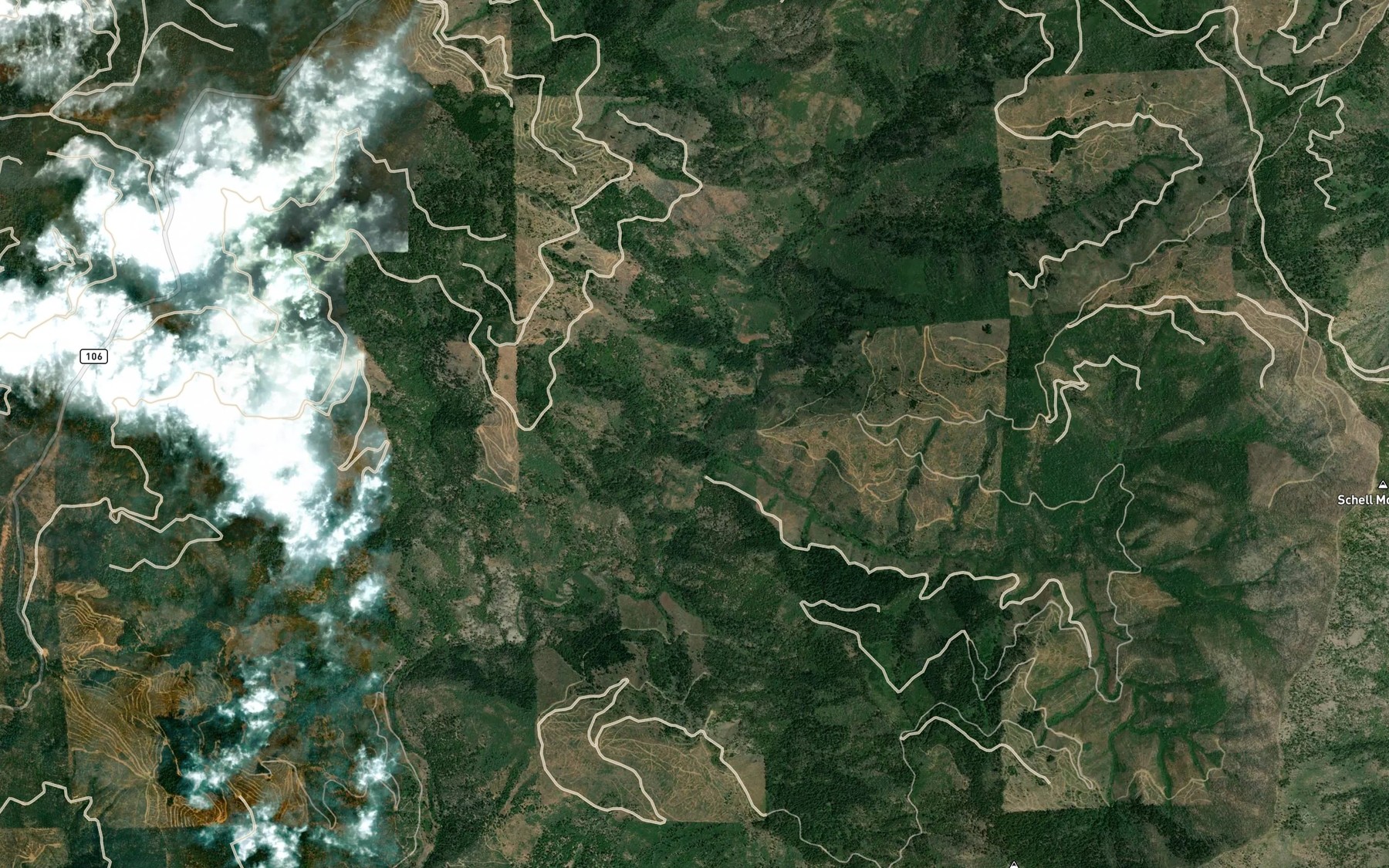 Satellite map of the Brush Creek
