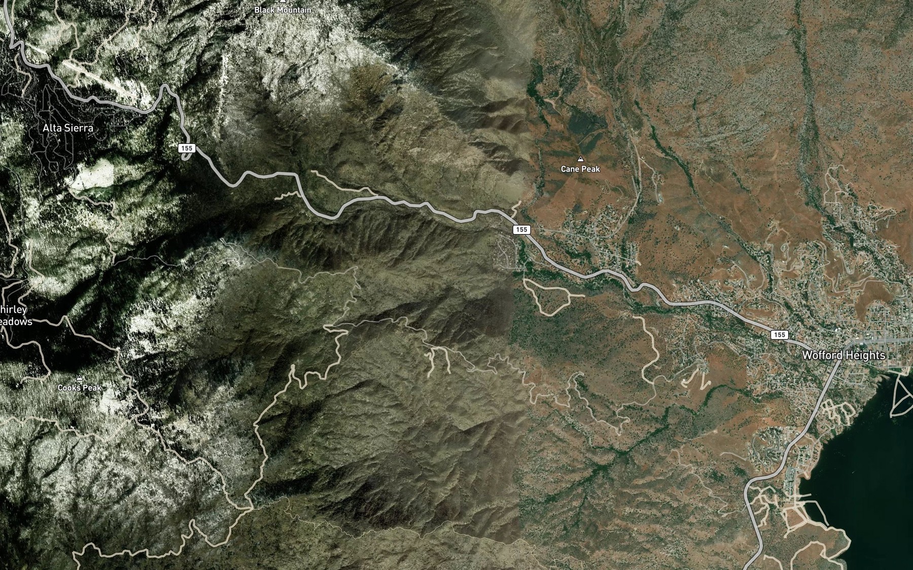 Satellite map of the Tillie Creek