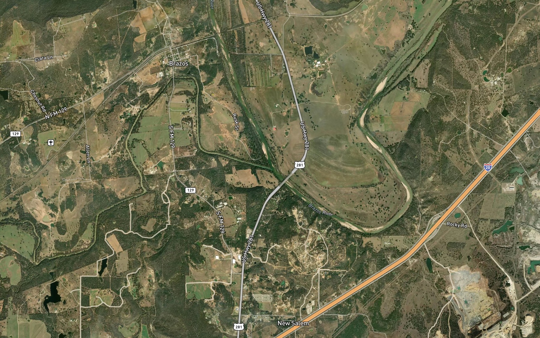 Satellite map of the Palo Pinto Creek