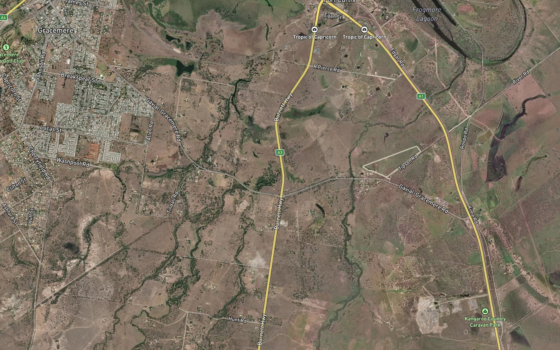 Satellite map of the Four Mile Creek