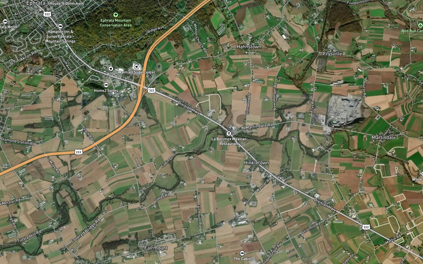 Satellite map of the Bowman Run