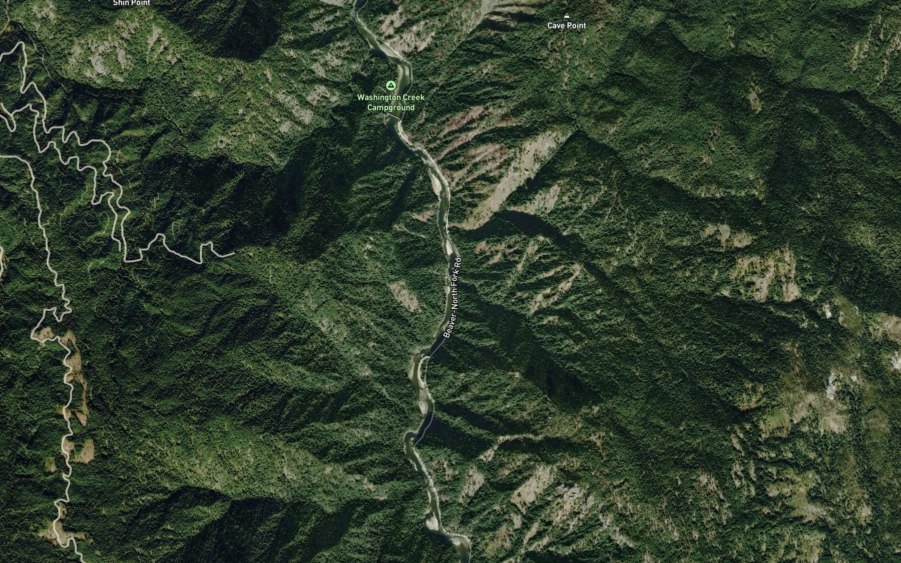 Satellite map of the Spray Creek