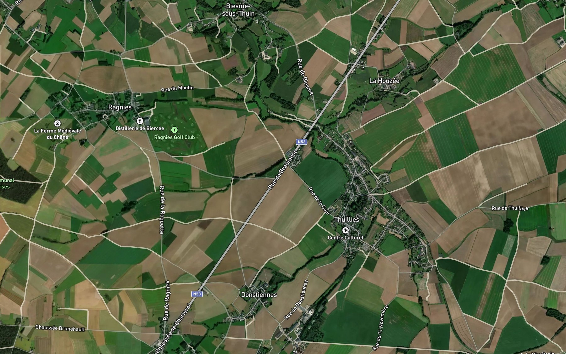 Satellite map of the Ruisseau de la Houzee