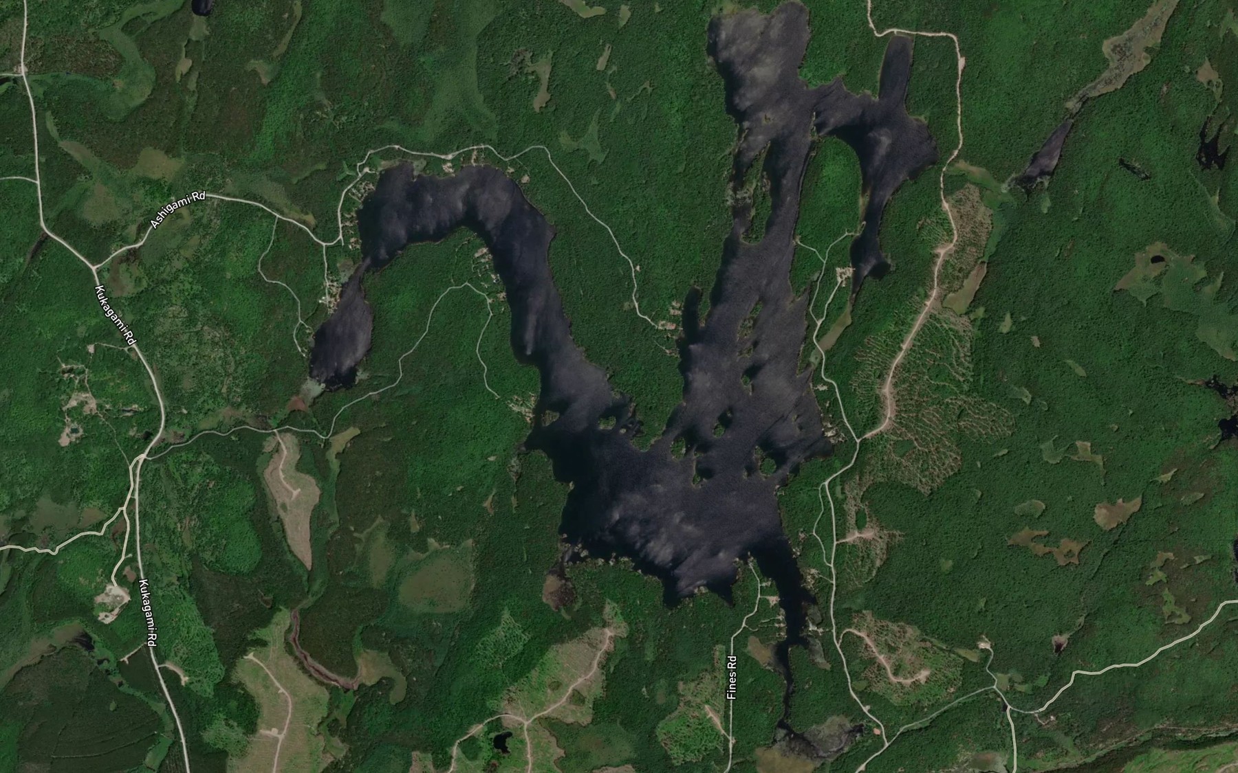 Satellite map of the Ashigami Lake