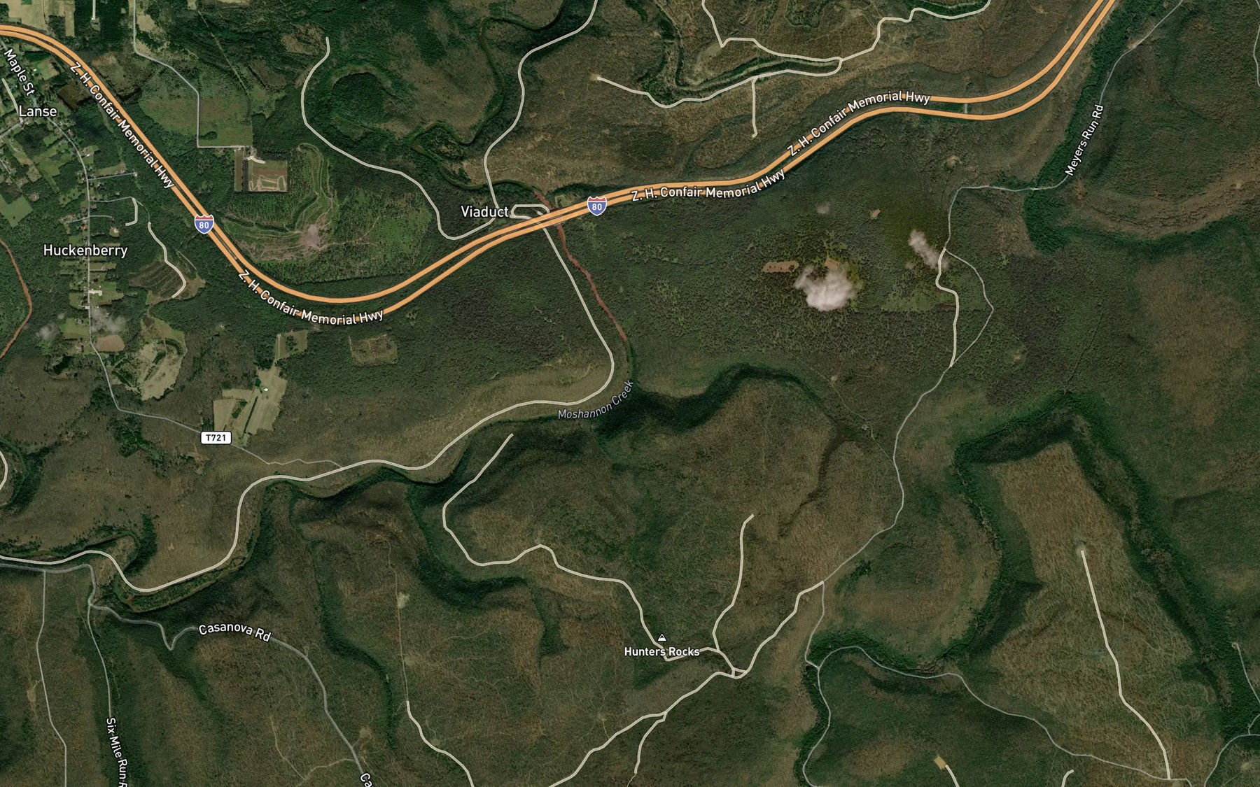 Satellite map of the Potter Run