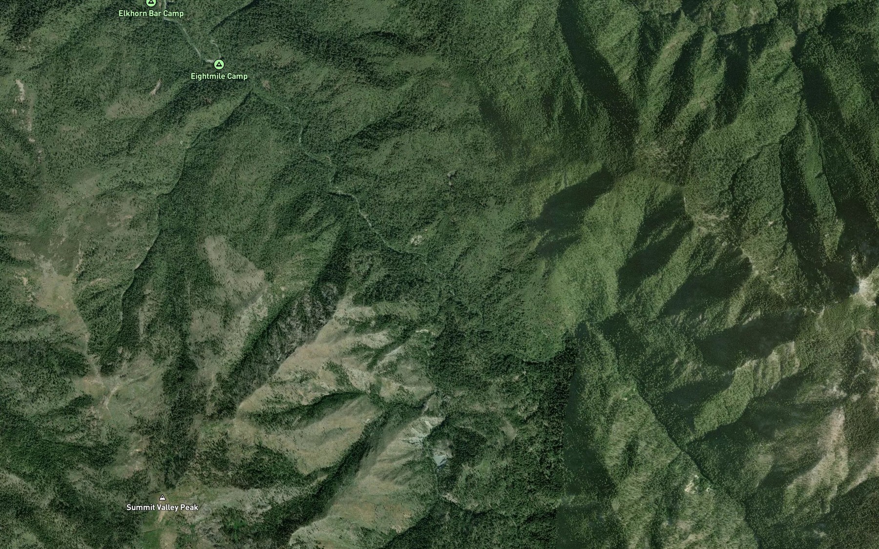 Satellite map of the Williams Creek