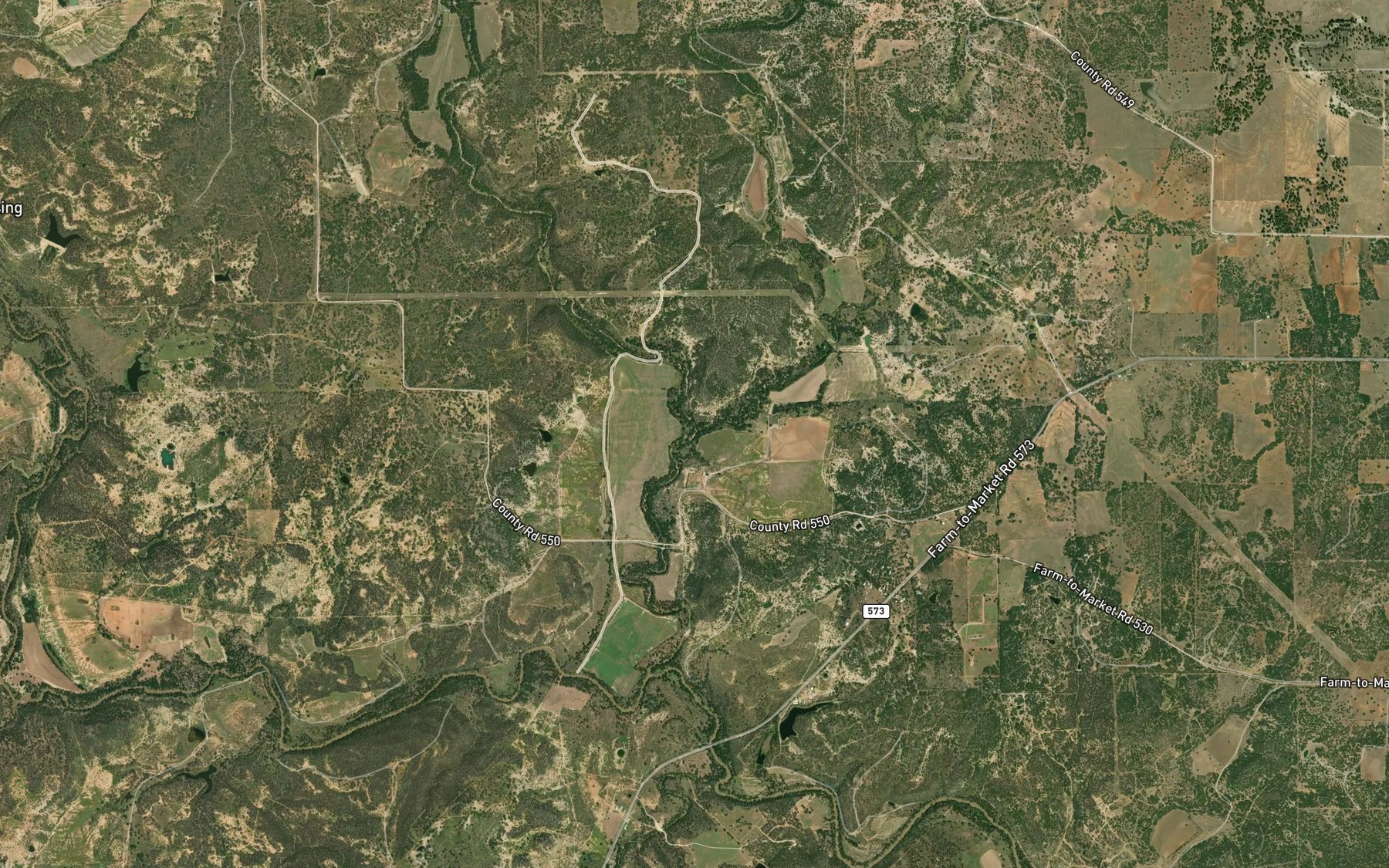 Satellite map of the Pompey Creek