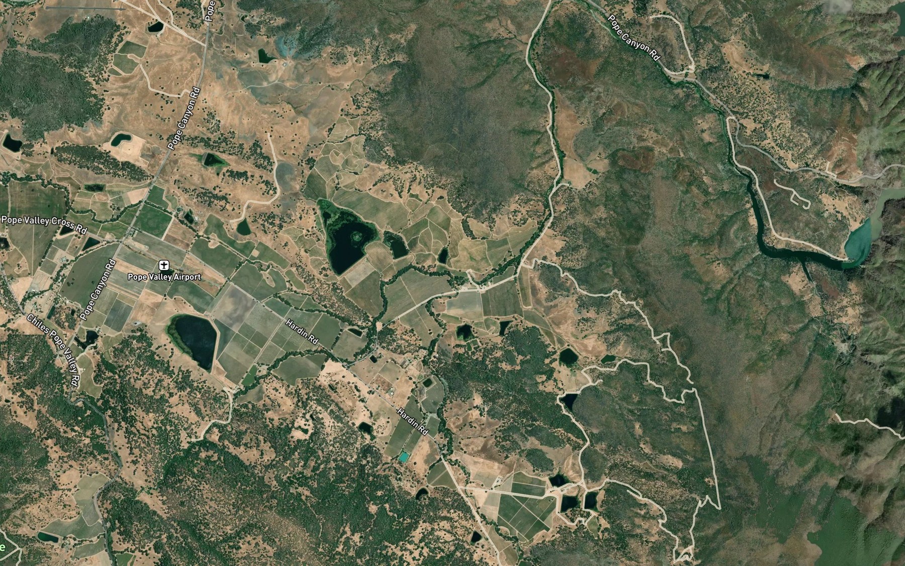 Satellite map of the Hardin Creek