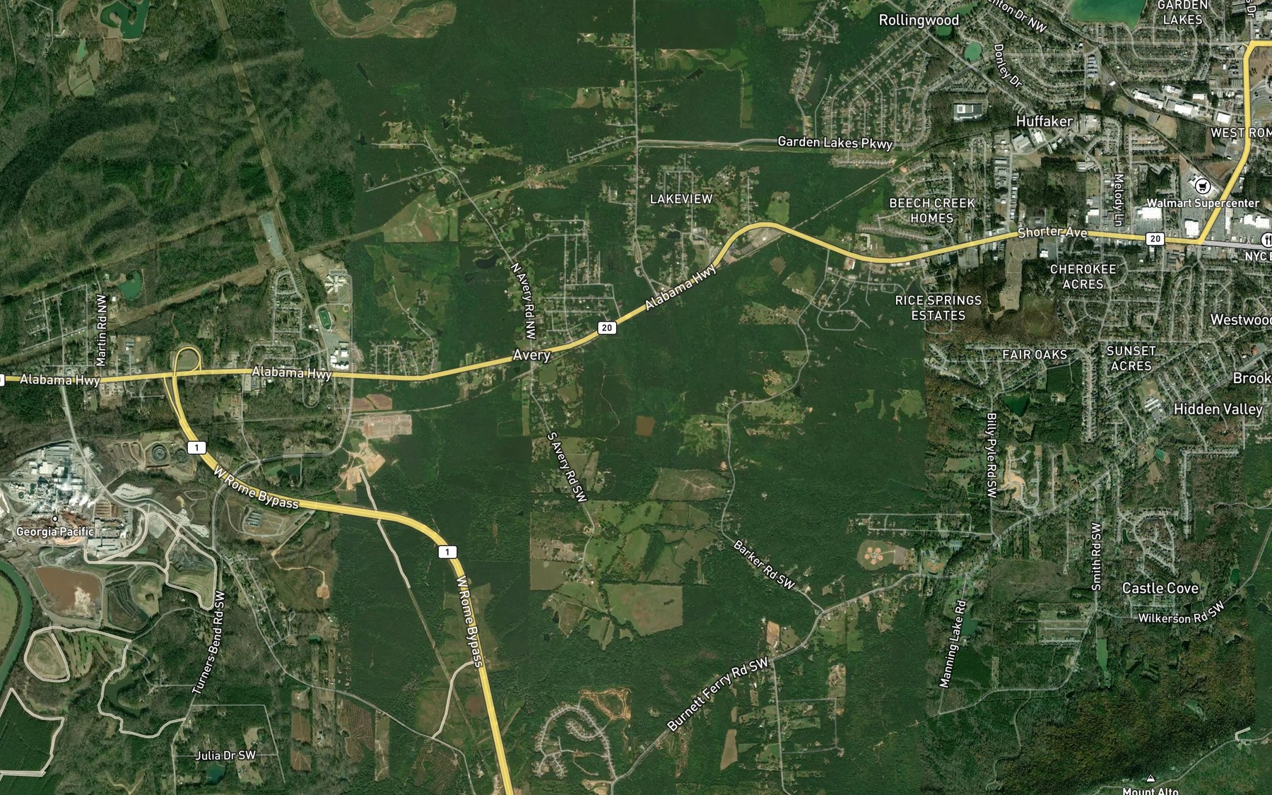 Satellite map of the Dry Creek